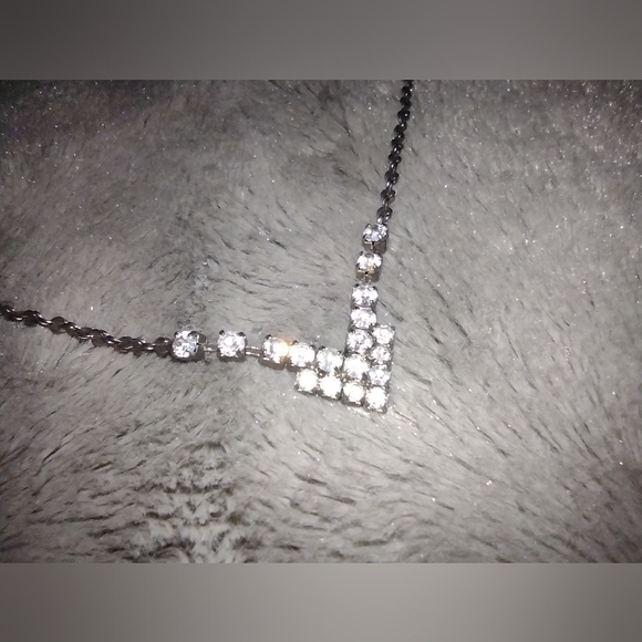 Vintage Rhinestone/Diamonté and Silver Chevron Necklace - Picture 1 of 7